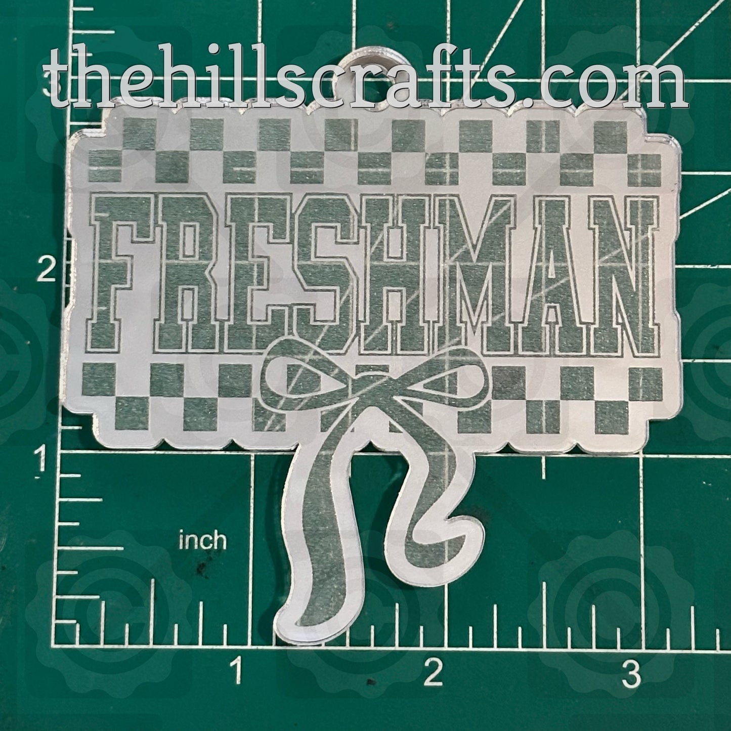 Freshman Checkered with Bow - Homecoming Trinkets - Mirror Acrylic Trinket