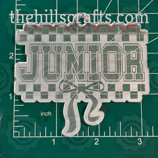 Junior Checkered with Bow - Homecoming Trinkets - Mirror Acrylic Trinket