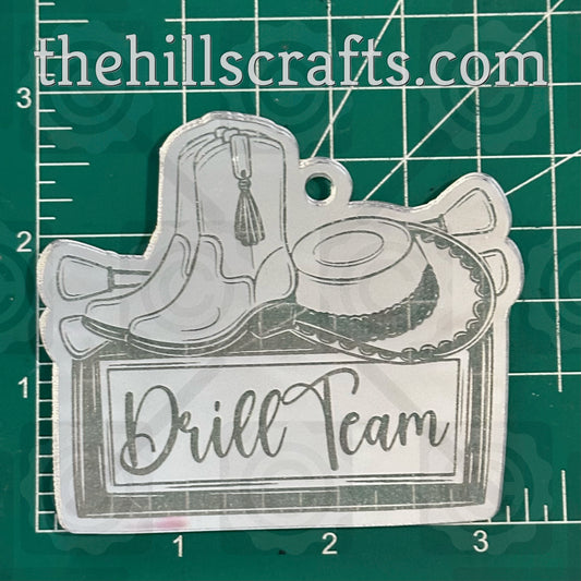 Drill Team Boots and Hat with Drill Team words Homecoming Trinket - Mirror Acrylic Trinket