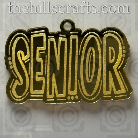 Senior (Lines and Dots) Word Art Homecoming Trinket - Mirror Acrylic Trinket