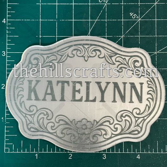 Custom Belt Buckle Mum Center - Mirror Acrylic Mum Center or Trinket Single Layer Engraved