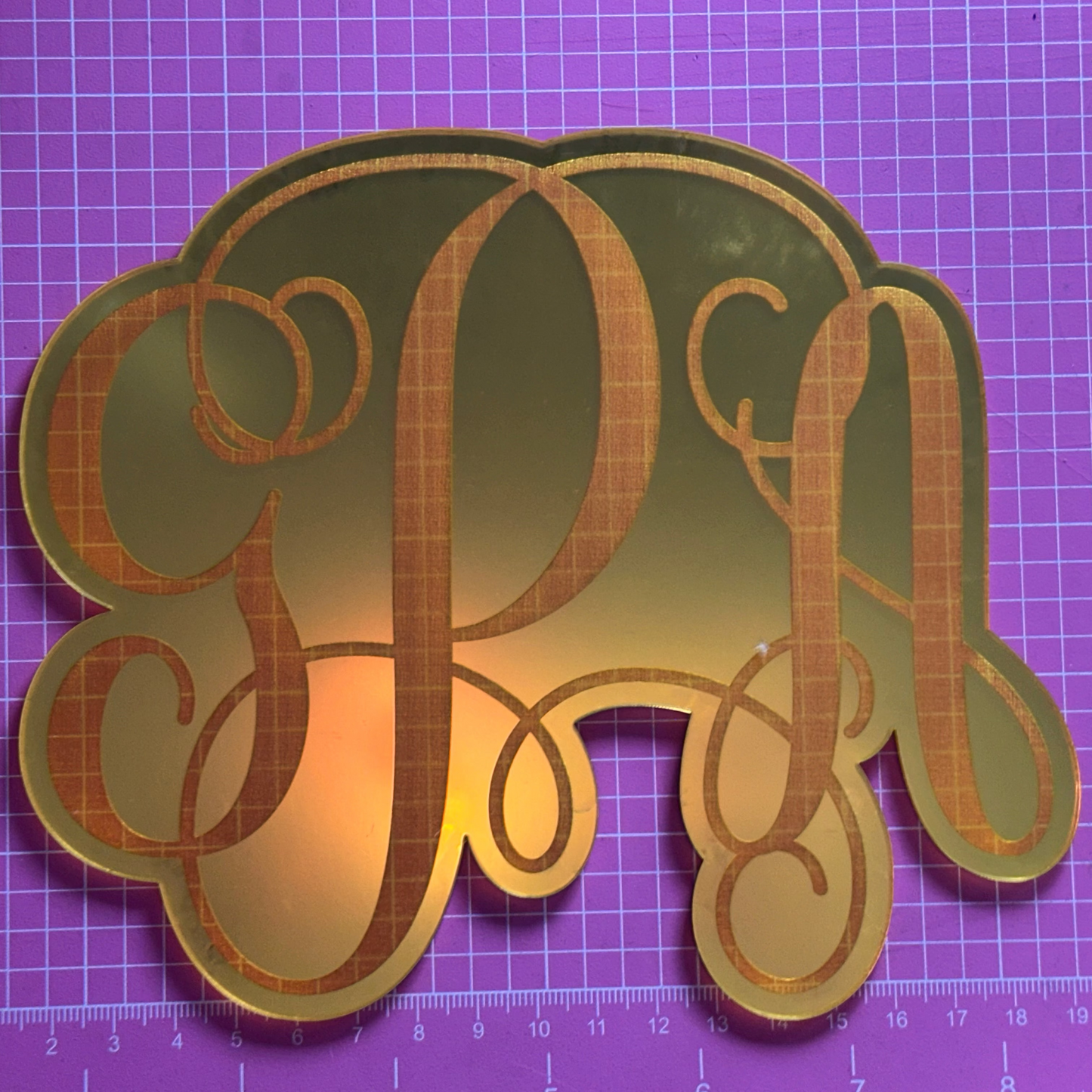 Custom Monogram - Mirror Acrylic Mum Center or Trinket Single Layer Engraved