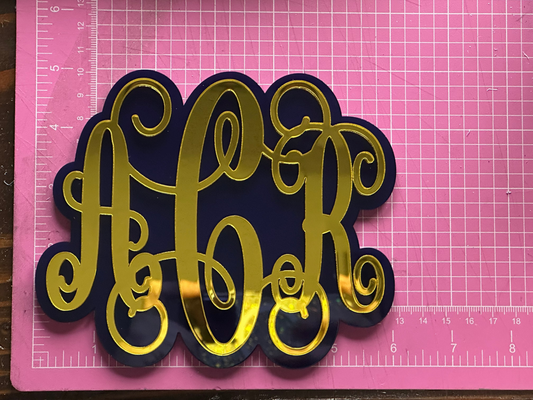 Custom Monogram - Mirror Acrylic Mum Center Two Layer