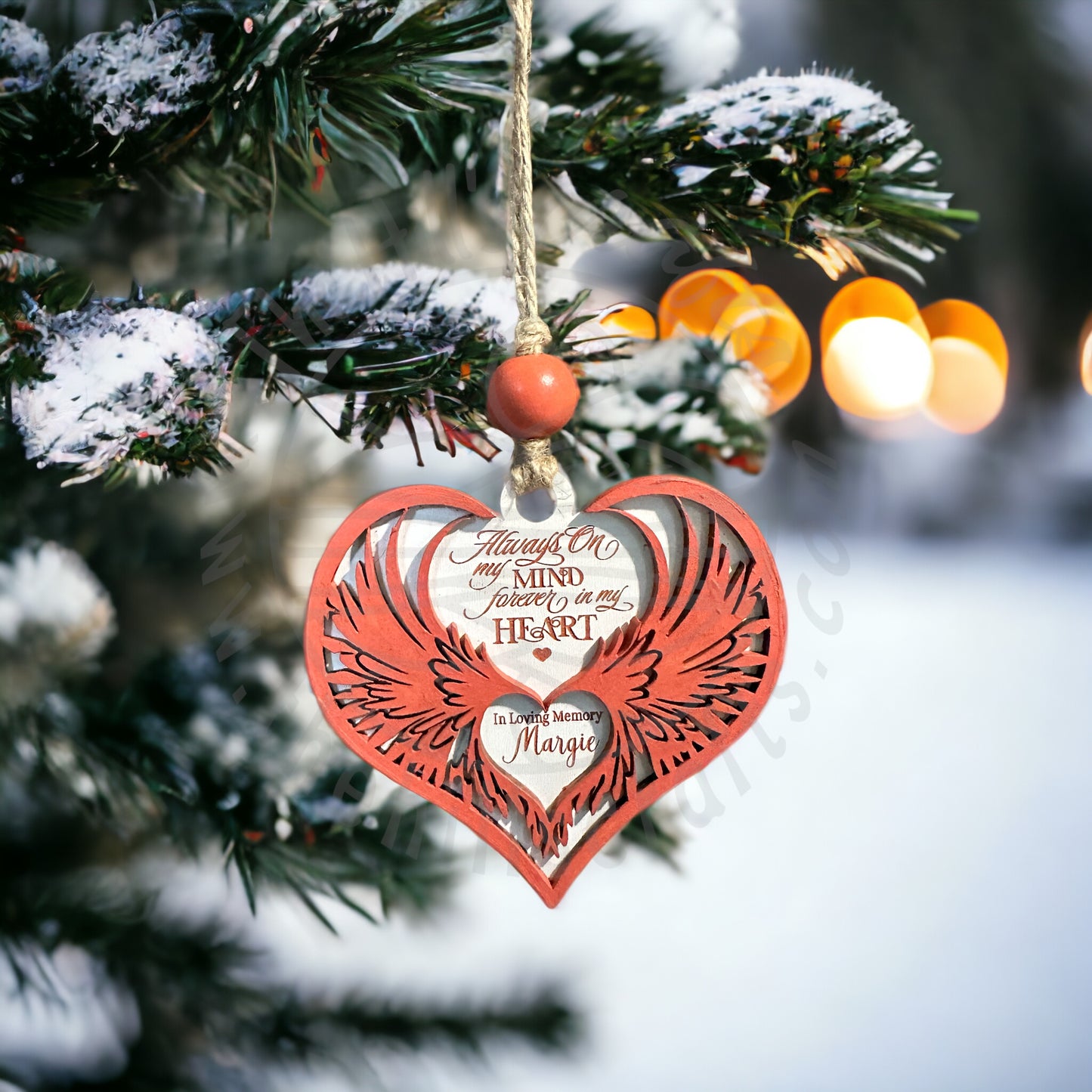 Heart with Angel Wings - Memorial Ornament