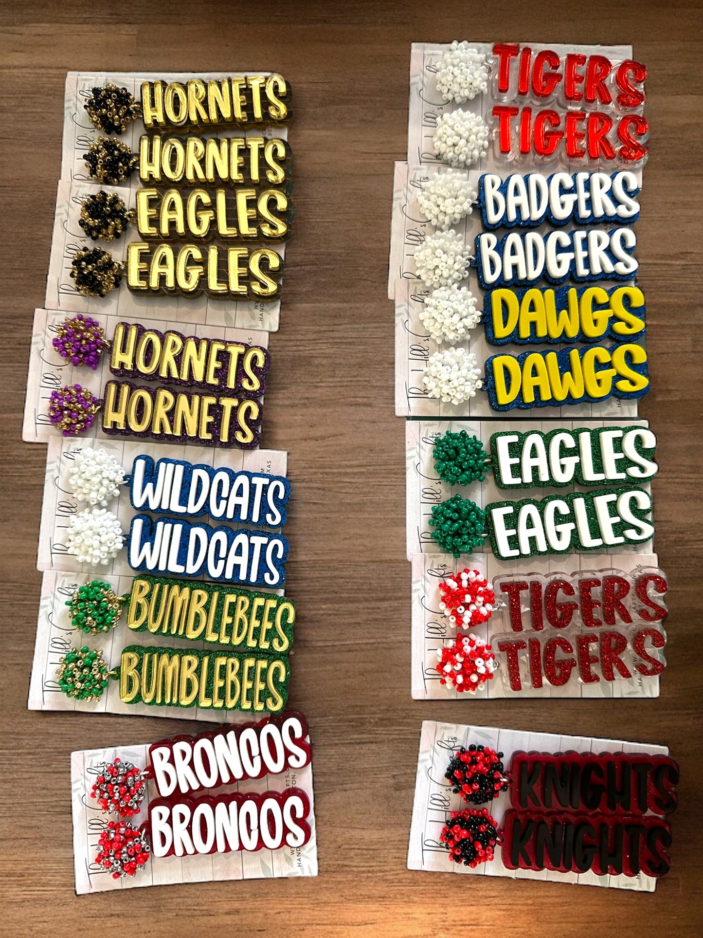 Custom Game Day Earrings - Word Earring - Statement Earring - Name Earrings (Make Your Own) Choose your Colors!