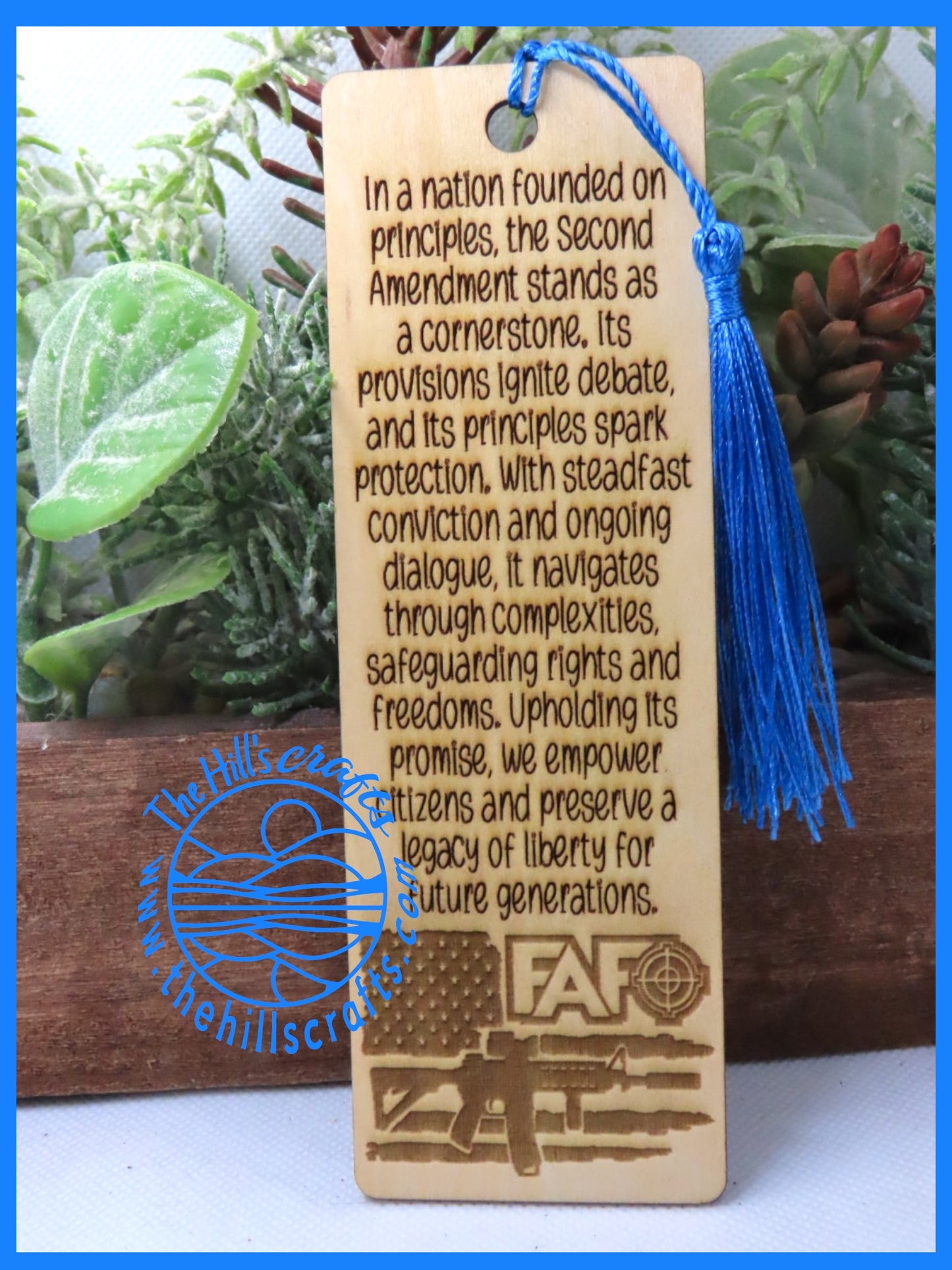 2A Second Amendment Story Bookmark Wood Engraved - Exclusive Design