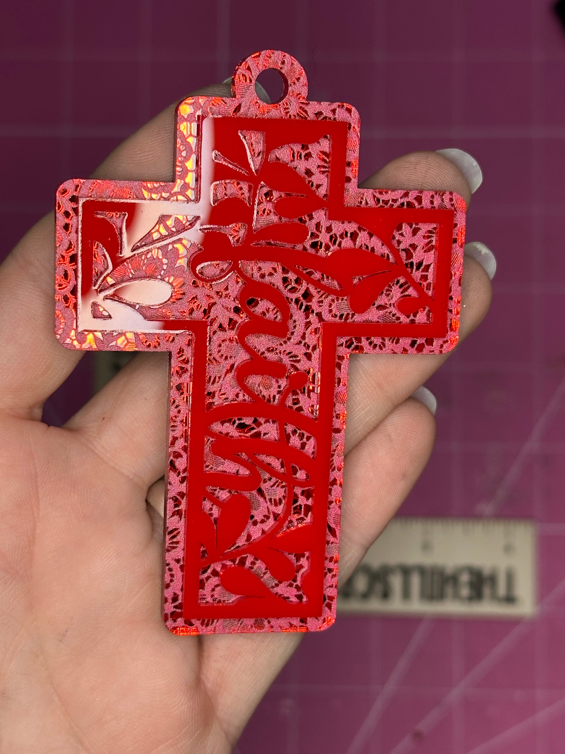 Red on Red Faith Cross