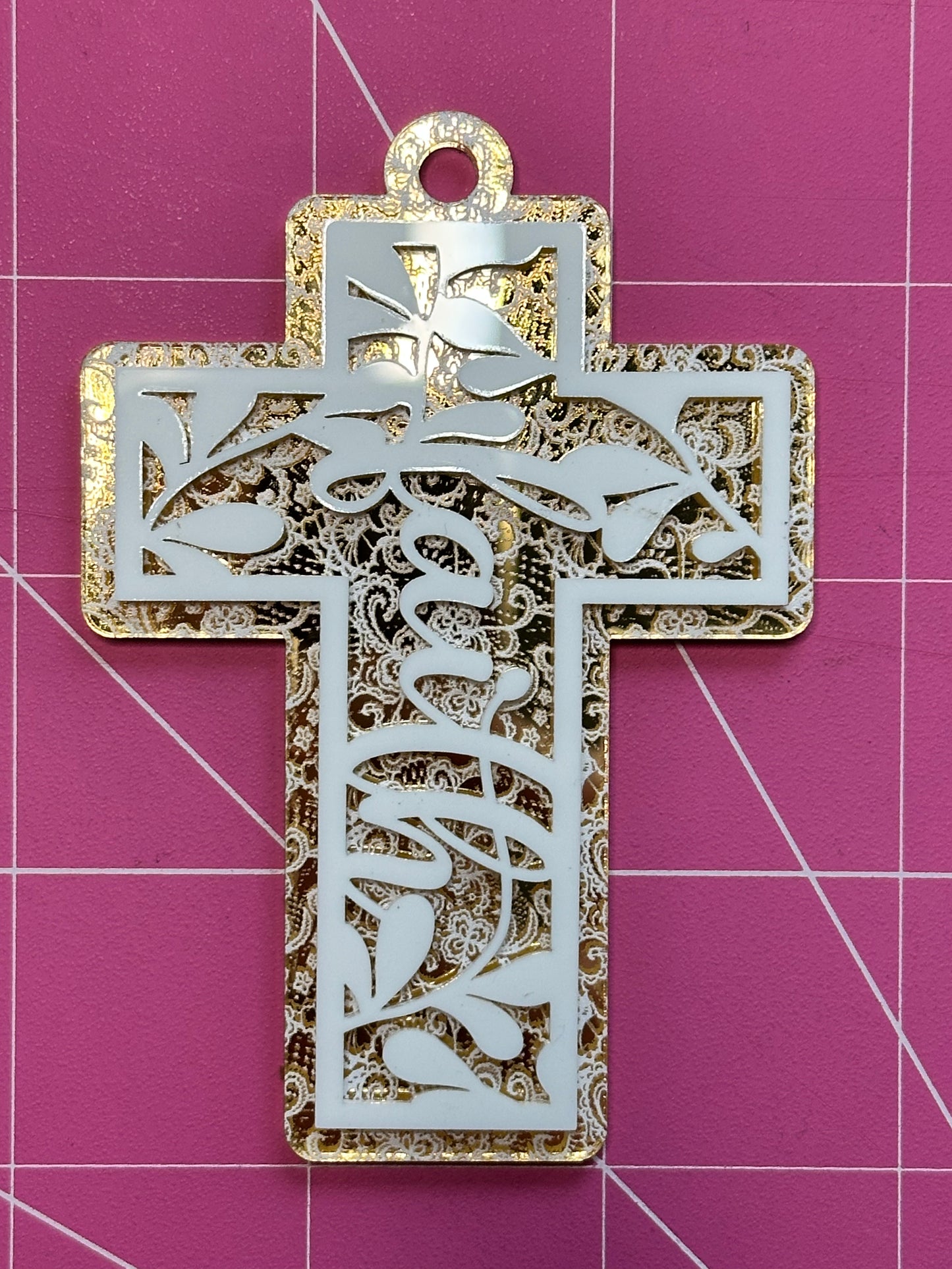 White on White Faith Cross