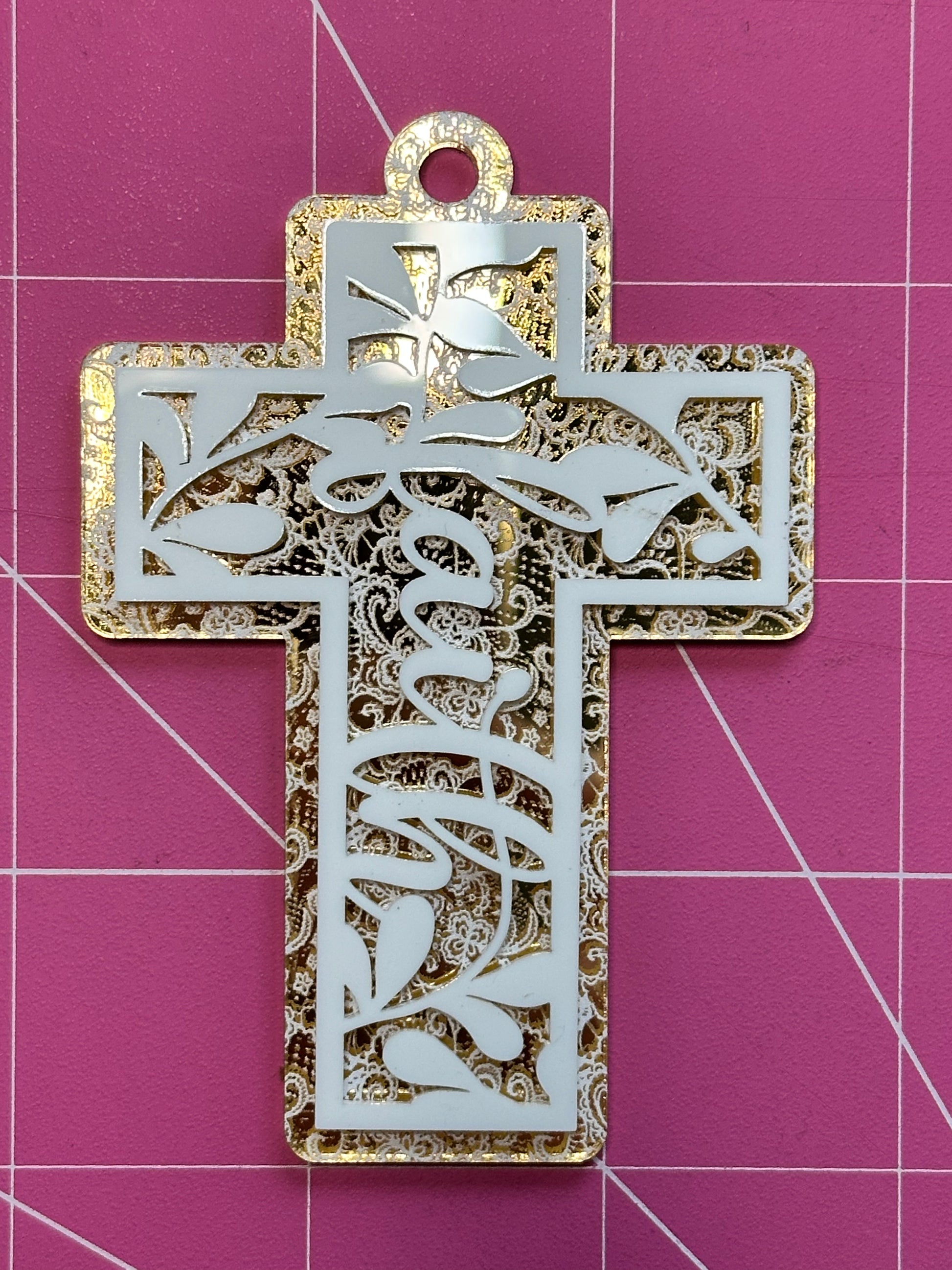 White on White Faith Cross