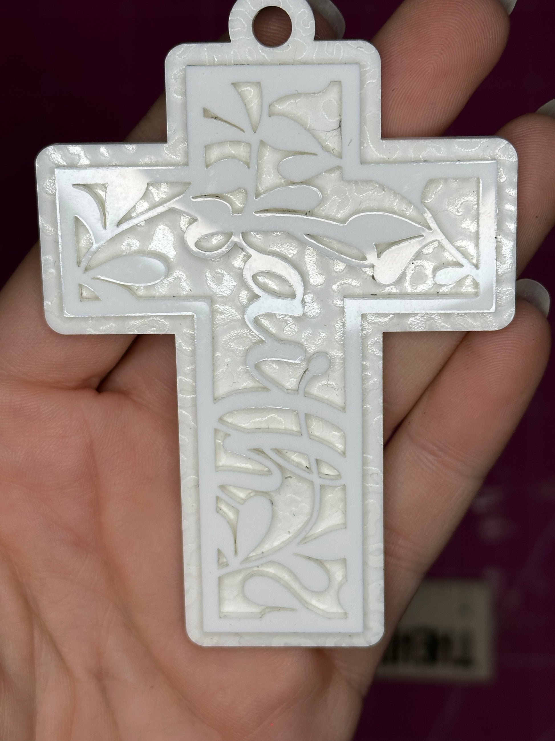 White on White Faith Cross